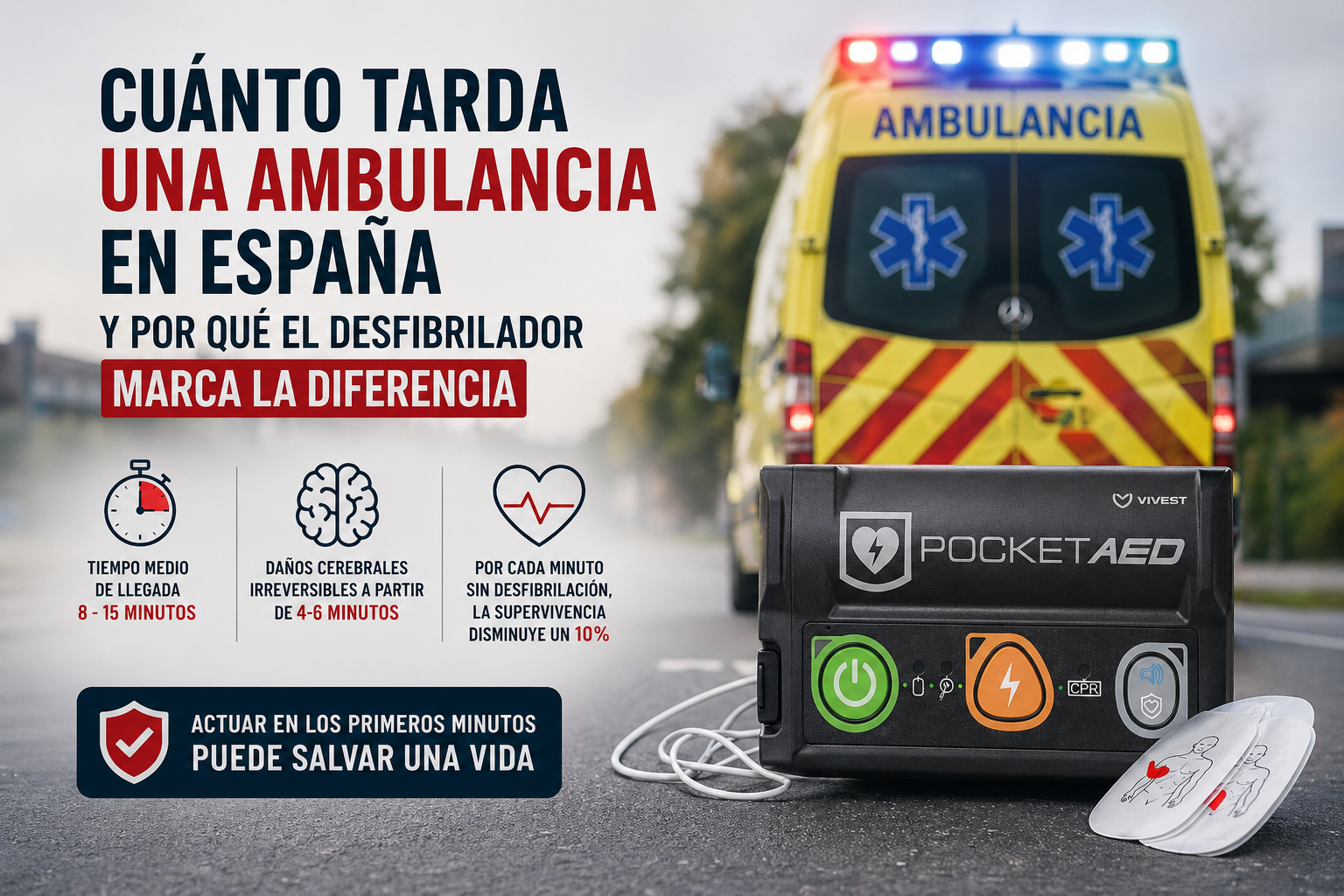 Cuánto tarda una ambulancia en España y por qué el desfibrilador marca la diferencia