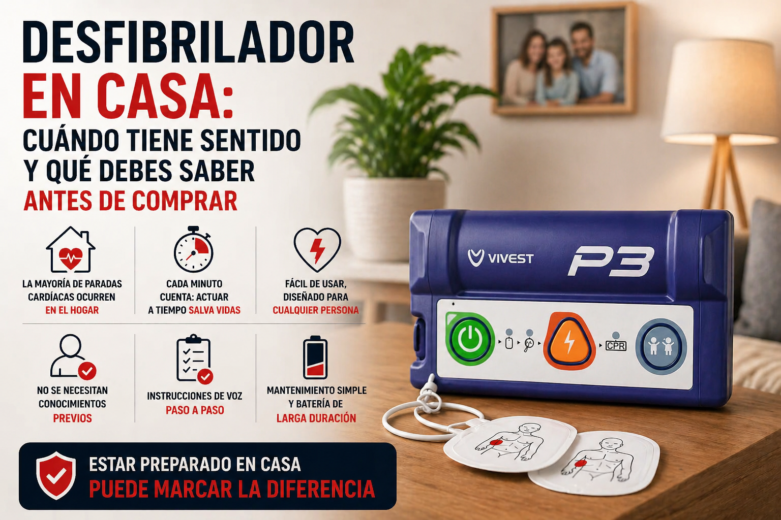 Desfibrilador en casa: cuándo tiene sentido y qué debes saber antes de comprar
